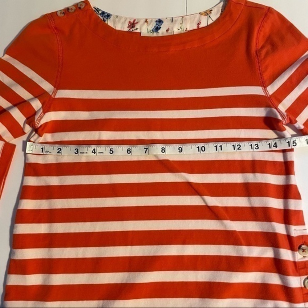 Anthropologie Meave Orange Striped Button Side Top - Picture 9 of 15